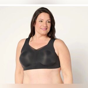 Evelyn & Bobbie Ultra Lift Defy Mesh Trimmed Seamless Wirefree Bra 3XL Black New